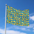 Blue Emoji Pattern Print Polyester Flag
