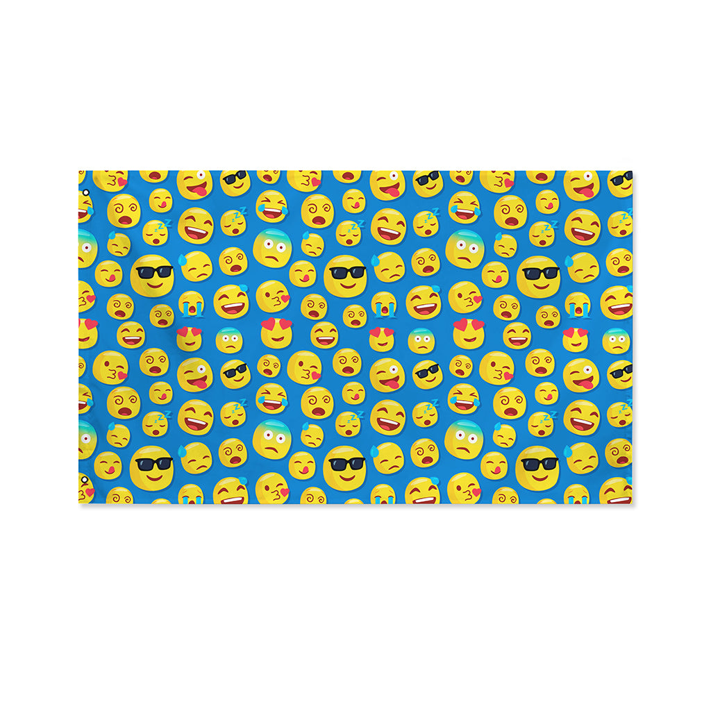 Blue Emoji Pattern Print Polyester Flag