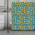 Blue Emoji Pattern Print Polyester Shower Curtain