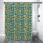 Blue Emoji Pattern Print Premium Shower Curtain