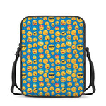 Blue Emoji Pattern Print Rectangular Crossbody Bag