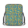 Blue Emoji Pattern Print Rectangular Crossbody Bag