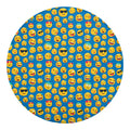 Blue Emoji Pattern Print Round Blanket