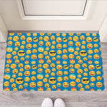 Blue Emoji Pattern Print Rubber Doormat