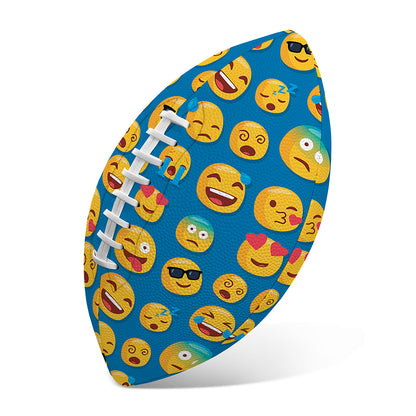 Blue Emoji Pattern Print Rugby Ball