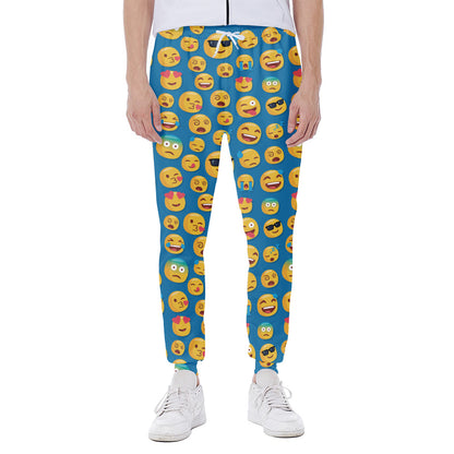 Blue Emoji Pattern Print Scuba Joggers