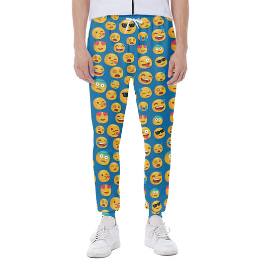Blue Emoji Pattern Print Scuba Joggers