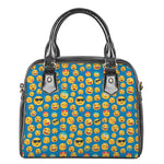 Blue Emoji Pattern Print Shoulder Handbag