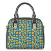 Blue Emoji Pattern Print Shoulder Handbag