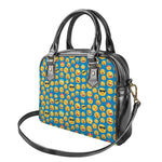 Blue Emoji Pattern Print Shoulder Handbag