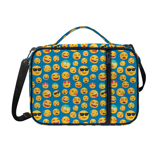 Blue Emoji Pattern Print Shoulder Strap Bible Bag