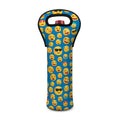 Blue Emoji Pattern Print Single Neoprene Wine Tote