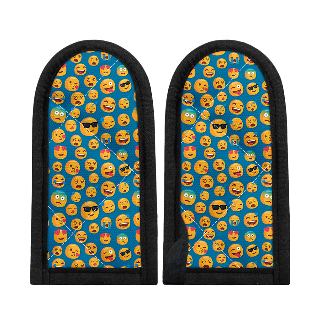 Blue Emoji Pattern Print Skillet Handle Cover