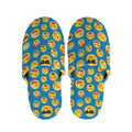 Blue Emoji Pattern Print Slippers