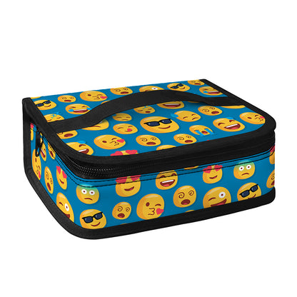 Blue Emoji Pattern Print Small Lunch Bag