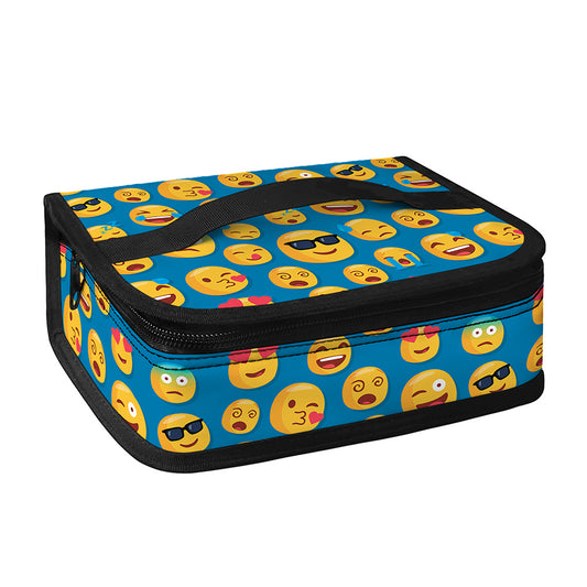 Blue Emoji Pattern Print Small Lunch Bag