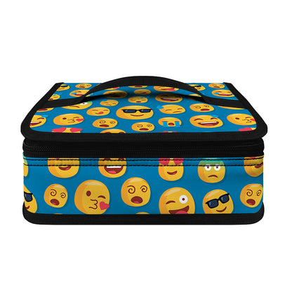 Blue Emoji Pattern Print Small Lunch Bag