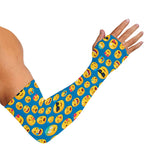 Blue Emoji Pattern Print Sun Protection Arm Sleeves
