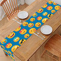 Blue Emoji Pattern Print Table Runner