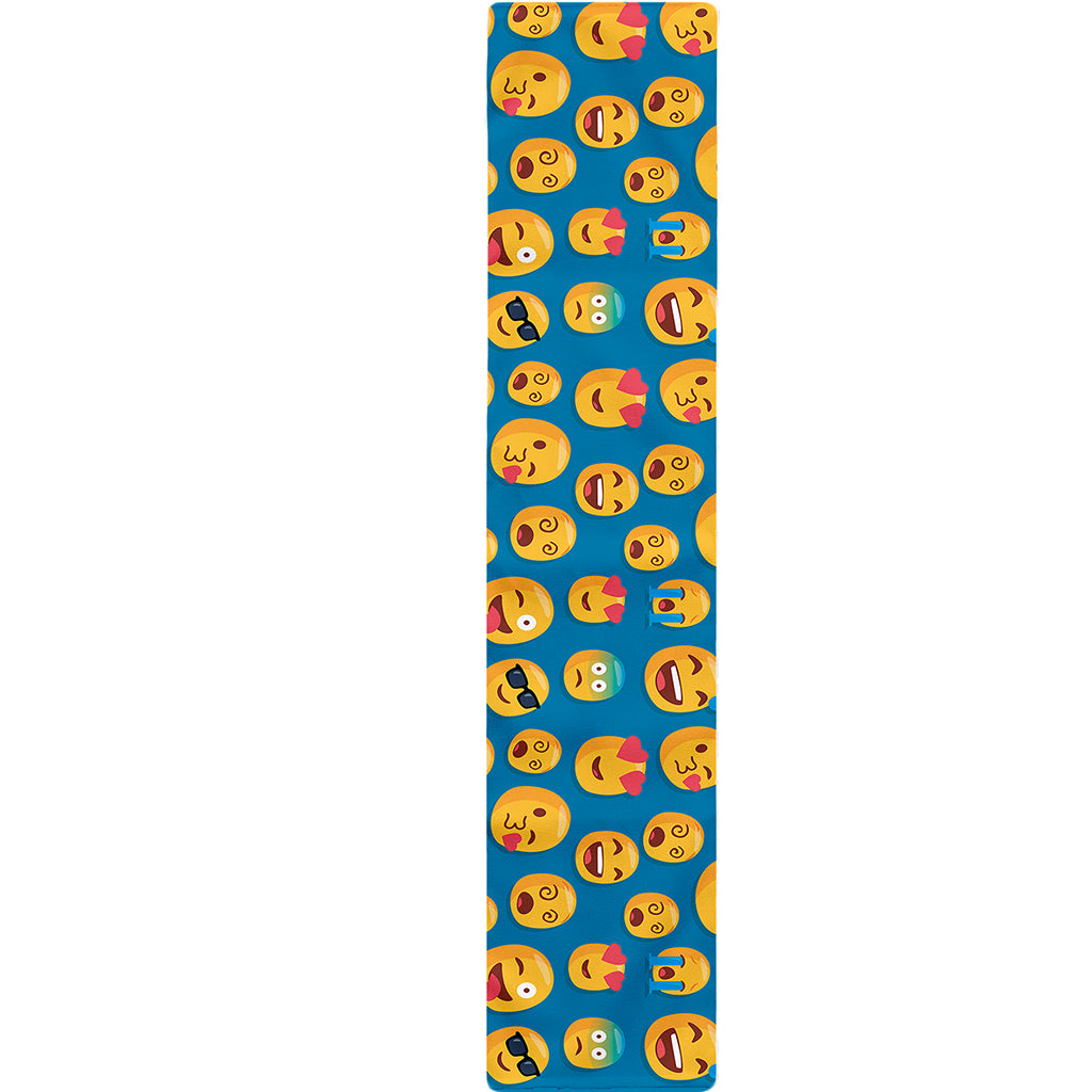 Blue Emoji Pattern Print Table Runner