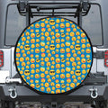 Blue Emoji Pattern Print Tire Cover