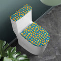 Blue Emoji Pattern Print Toilet Lid And Tank Cover Set