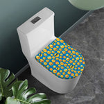 Blue Emoji Pattern Print Toilet Lid Cover