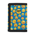 Blue Emoji Pattern Print Trifold Wallet
