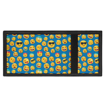 Blue Emoji Pattern Print Trifold Wallet