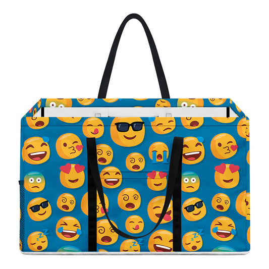 Blue Emoji Pattern Print Utility Tote Bag
