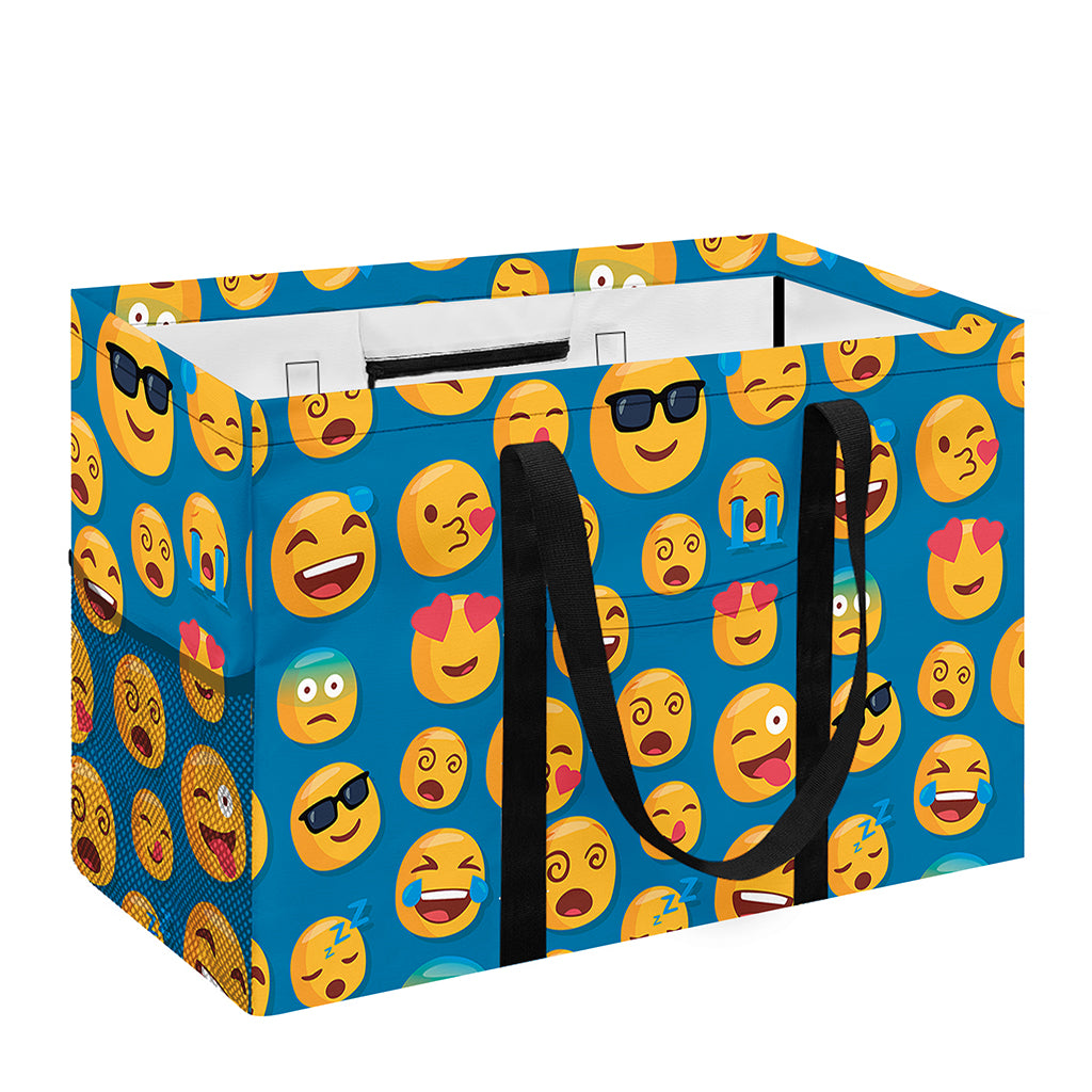 Blue Emoji Pattern Print Utility Tote Bag