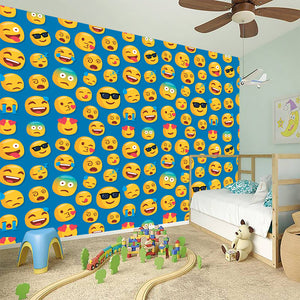 Blue Emoji Pattern Print Wall Sticker