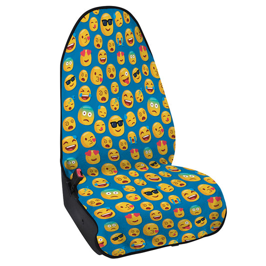 Blue Emoji Pattern Print Waterproof Car Seat Cover