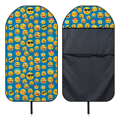 Blue Emoji Pattern Print Waterproof Car Seat Cover