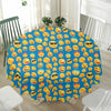 Blue Emoji Pattern Print Waterproof Round Tablecloth