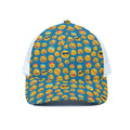 Blue Emoji Pattern Print White Mesh Trucker Hat