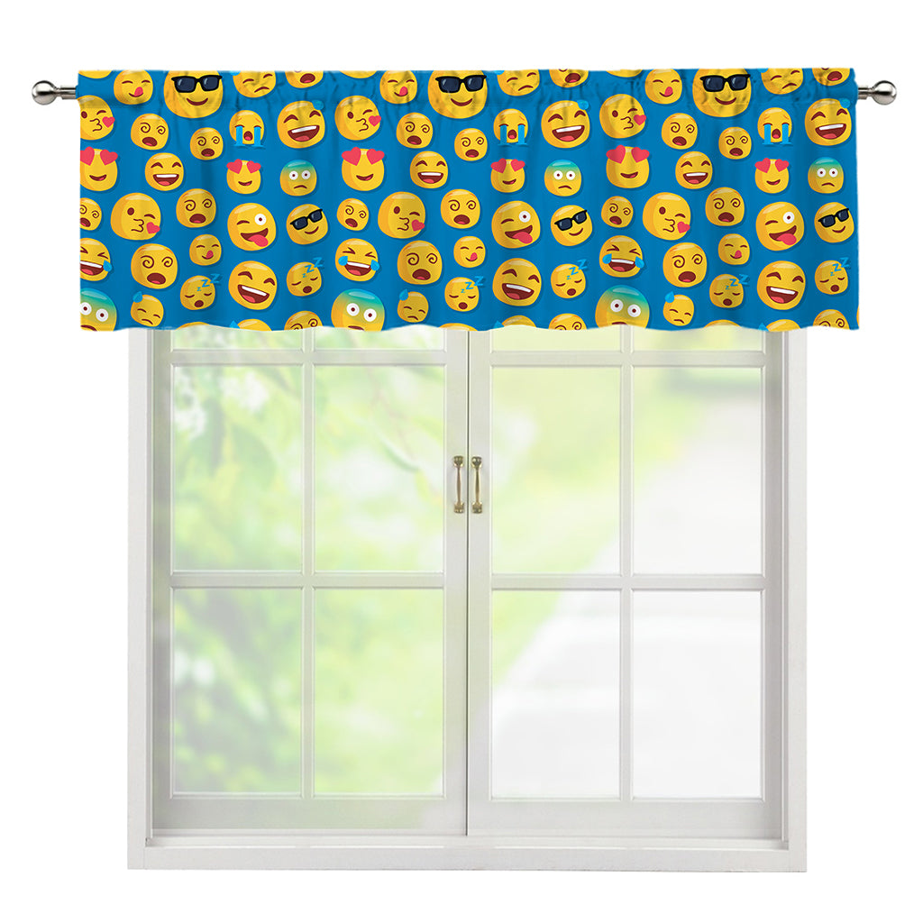 Blue Emoji Pattern Print Window Valance
