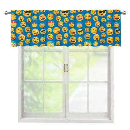 Blue Emoji Pattern Print Window Valance