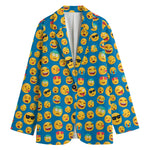 Blue Emoji Pattern Print Women's Blazer