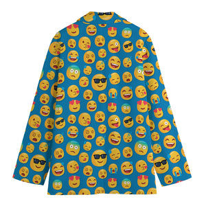 Blue Emoji Pattern Print Women's Blazer