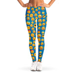 Blue Emoji Pattern Print Women's Leggings