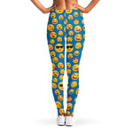 Blue Emoji Pattern Print Women's Leggings