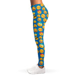 Blue Emoji Pattern Print Women's Leggings