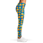 Blue Emoji Pattern Print Women's Leggings