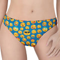 Blue Emoji Pattern Print Women's Thong