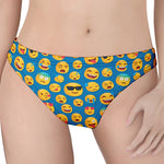 Blue Emoji Pattern Print Women's Thong