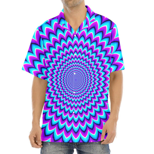 Blue Expansion Moving Optical Illusion Aloha Shirt