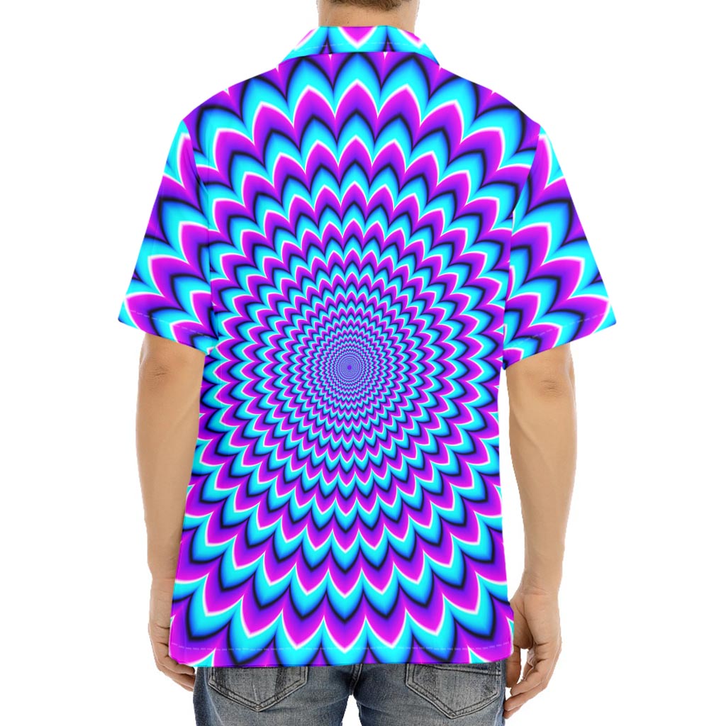 Blue Expansion Moving Optical Illusion Aloha Shirt