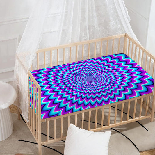 Blue Expansion Moving Optical Illusion Baby Crib Sheet