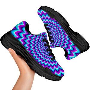 Blue Expansion Moving Optical Illusion Black Chunky Shoes